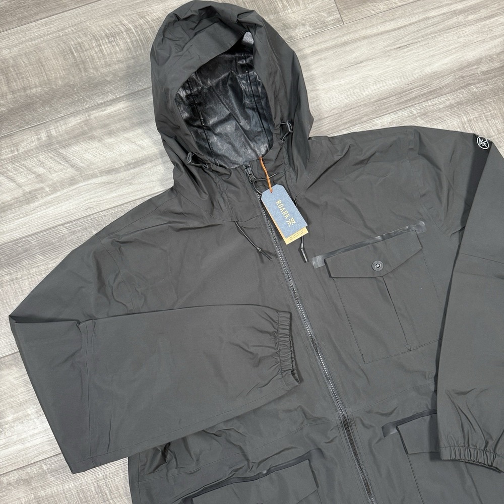 ROARK Men's Cascade Rain Shell Jacket Waterproof Coat Hood‎ Black Size XXL NEW